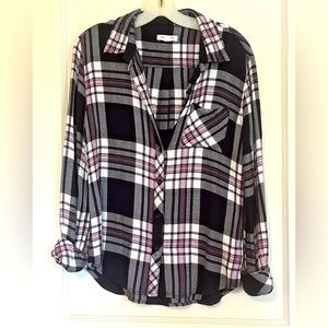 beachlunchlounge Checkered Button-Down Shirt - Black, White, Pink